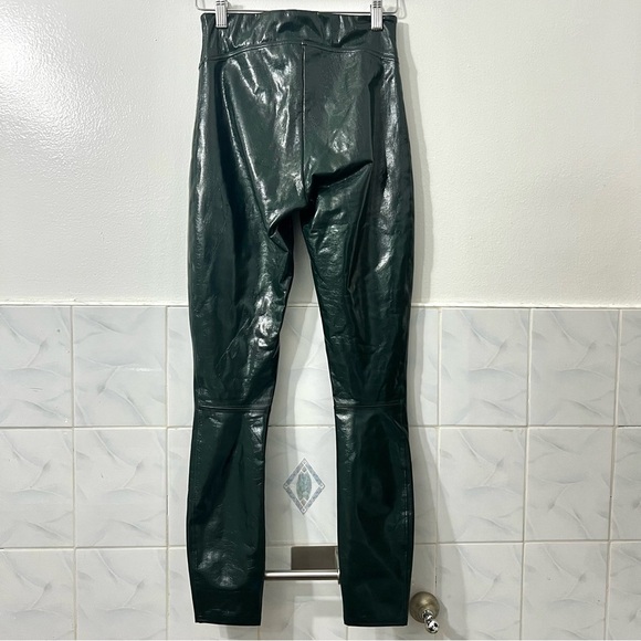 Spanx Faux Leather Patent Compression Liquid Gloss Leggings Green XS Baddie Punk - Picture 5 of 9